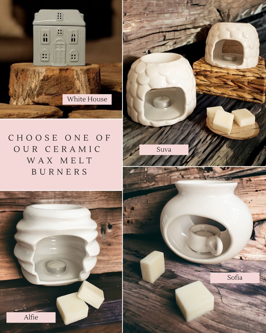 Choose one of AROMA MIO ceramic wax melt burners to go with your Starter Bundle.