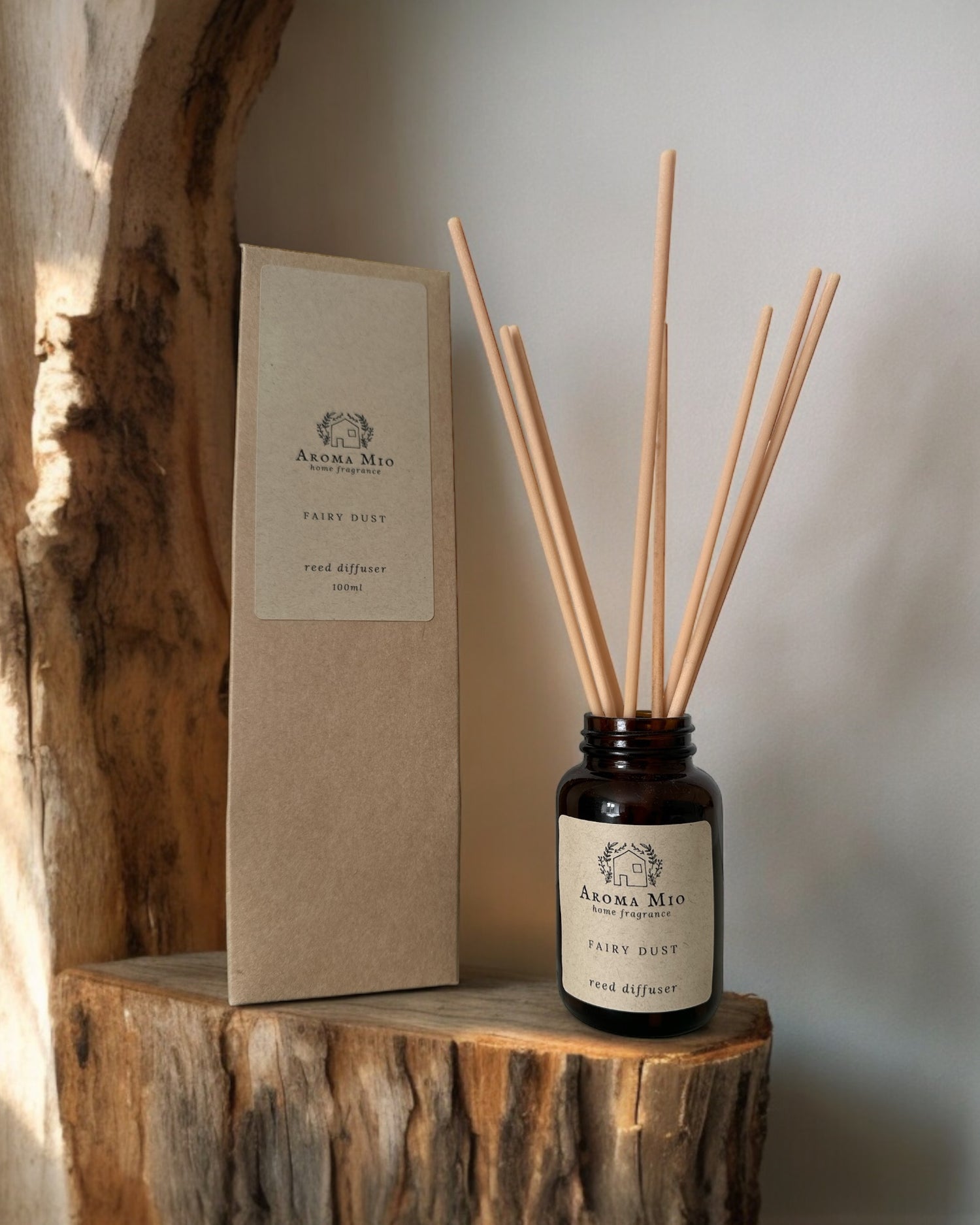 Fairy Dust Reed Diffuser, offering a magical blend of bergamot, rose, and vanilla. Enhances your home with a soft, enchanting fragrance, perfect for creating a warm and inviting atmosphere with a touch of elegance.